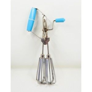 Vintage Handheld Mixer Turquoise Handle Japan Stainless Steel Egg Beater